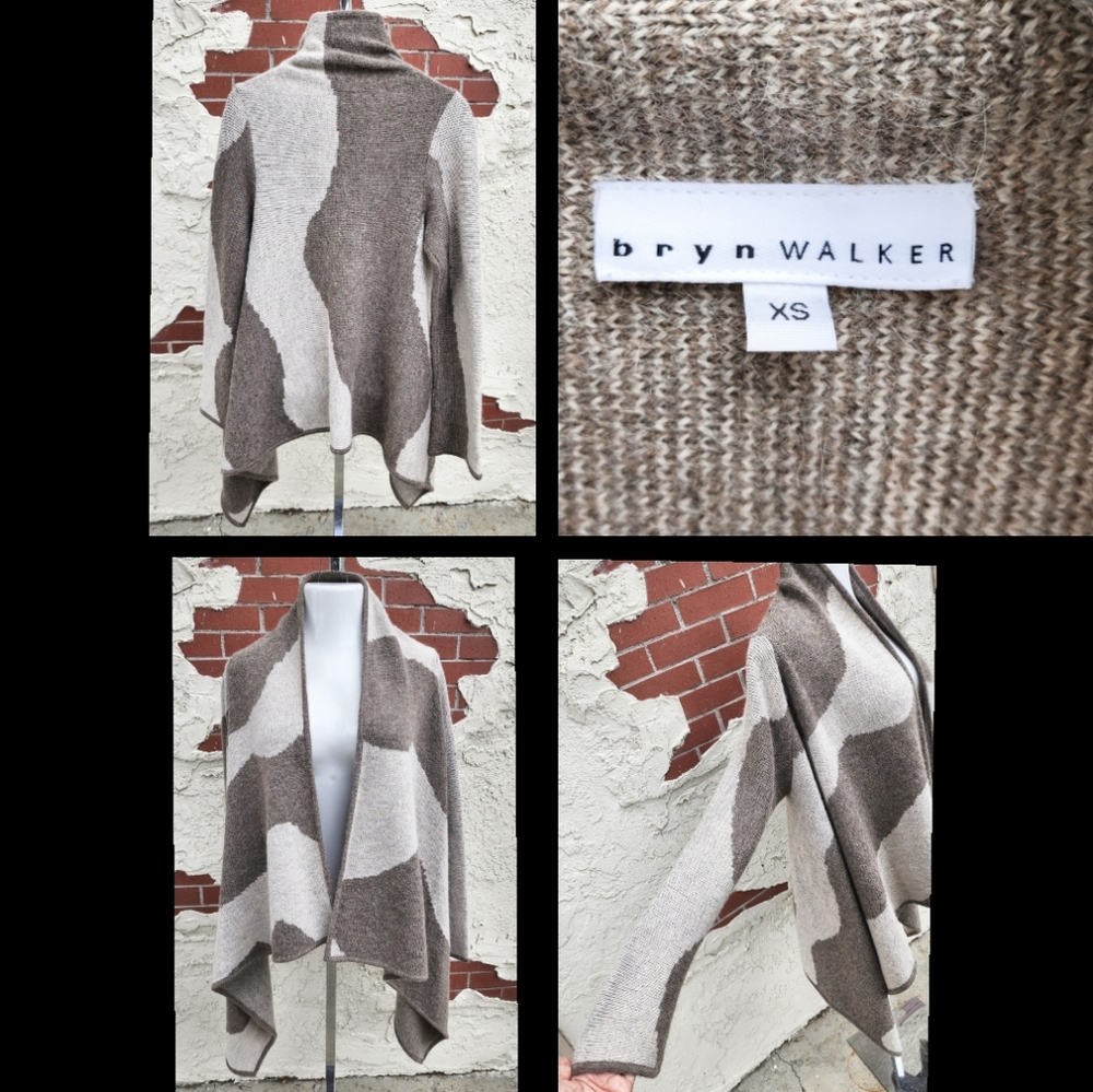 XS Bryn Walker open cardigan poncho shrug sweater long sleeve Alpaca Wool Acryli